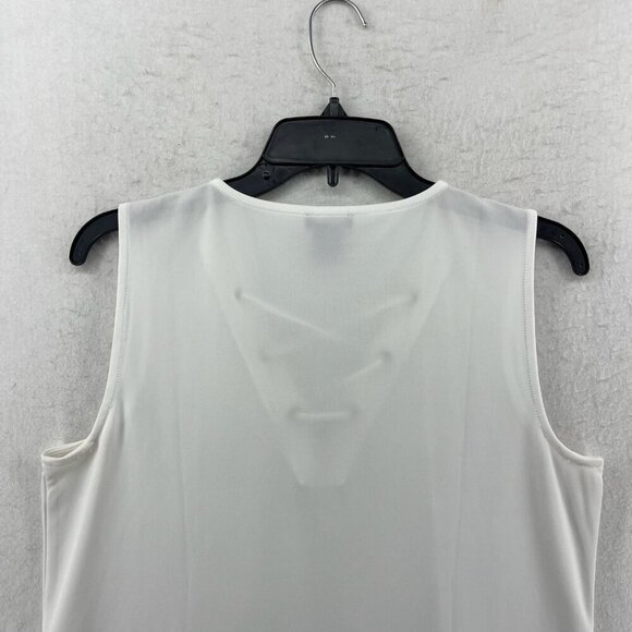 Ann Taylor Factory Tops Womens M White Lace Up V Neck Sleeveless Boho Minimalist - Picture 7 of 12